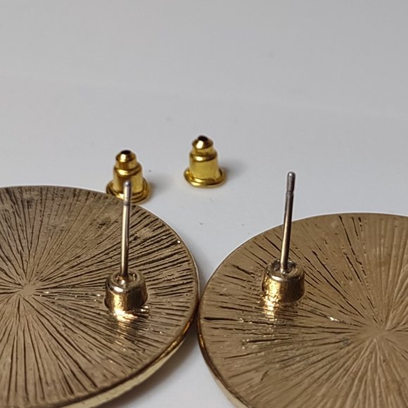 Large Round Decorative Metal Earrings - Picture 9 of 9